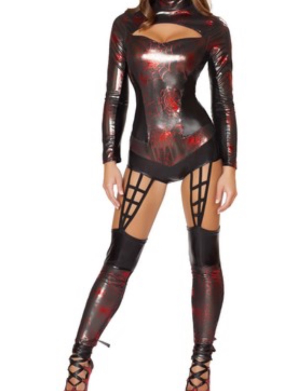 Roma-Metallic Red and Black Superhero Halloween Costume
